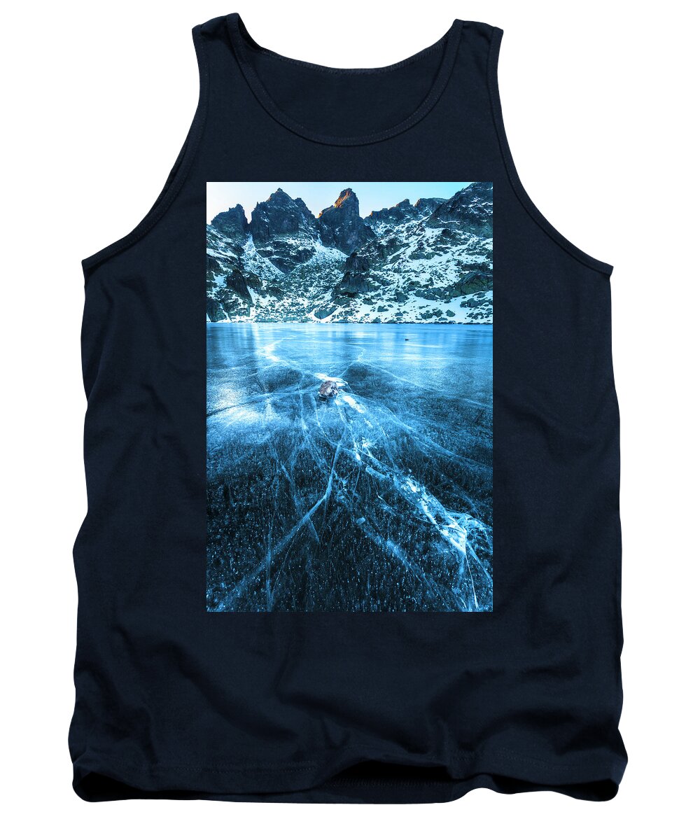 Bulgaria Tank Top featuring the photograph Cracks In the Ice by Evgeni Dinev