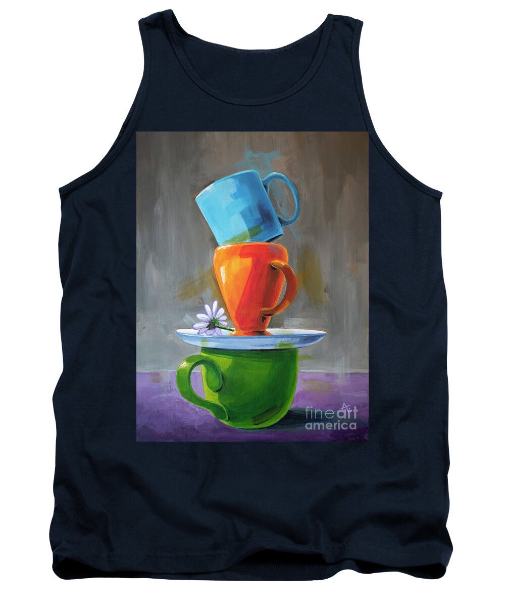 Cups Tank Top featuring the painting Cups of Kindness-Peace by Annie Troe