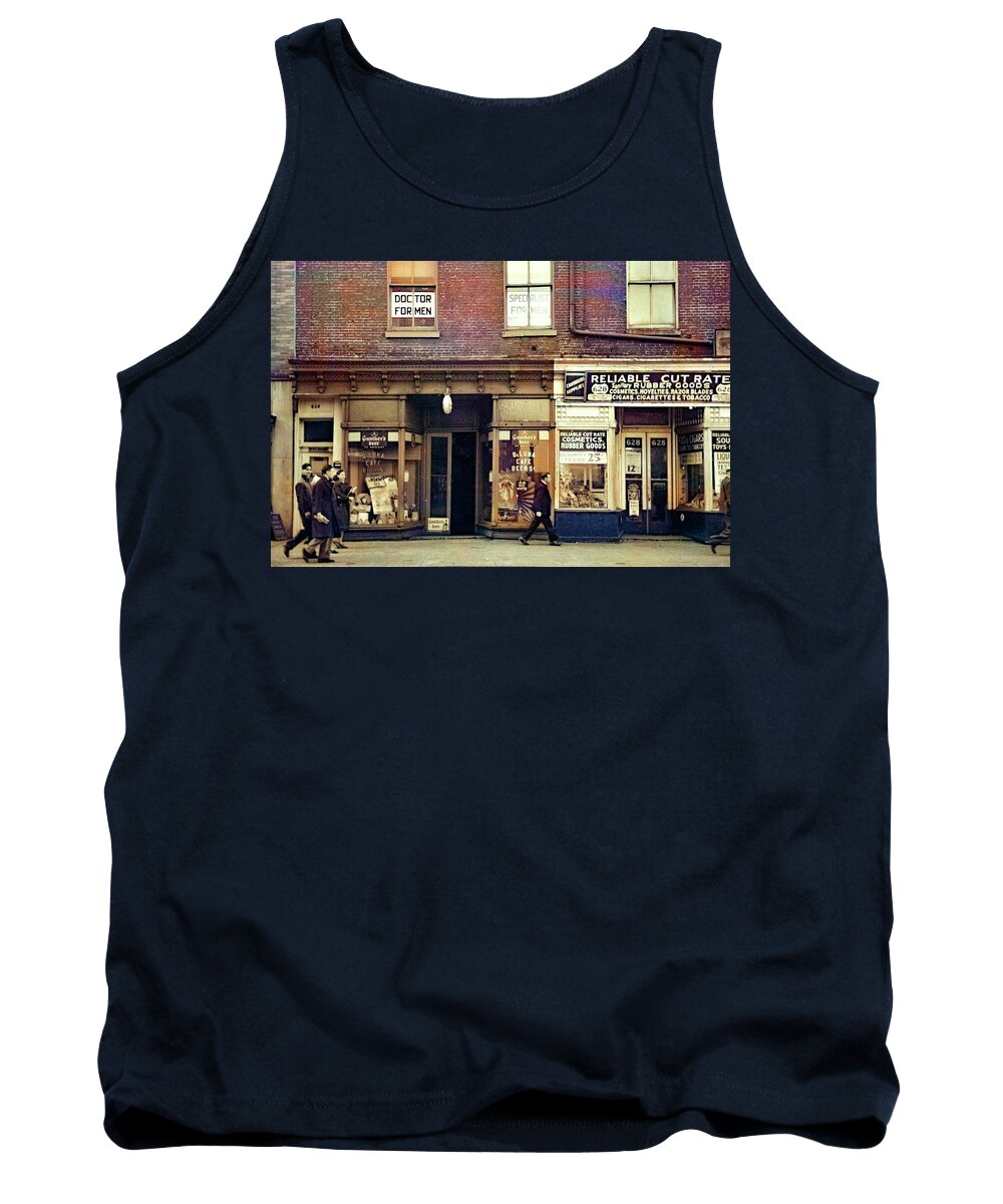 Colorized Tank Top featuring the photograph Doctor for Men on East Baltimore Street 1939 by Bill Swartwout