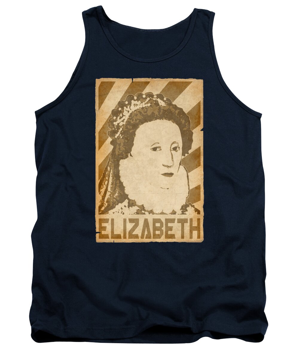 Elizabeth Tank Top featuring the digital art Elizabeth Queen Of England Retro Propaganda by Filip Schpindel