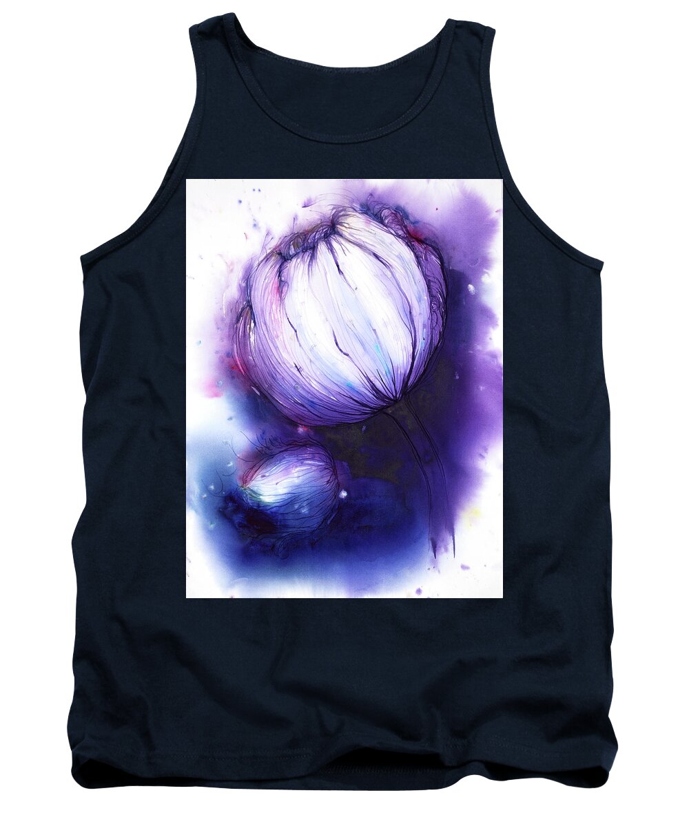  Tank Top featuring the painting 'Flower Thingy1' by Petra Rau