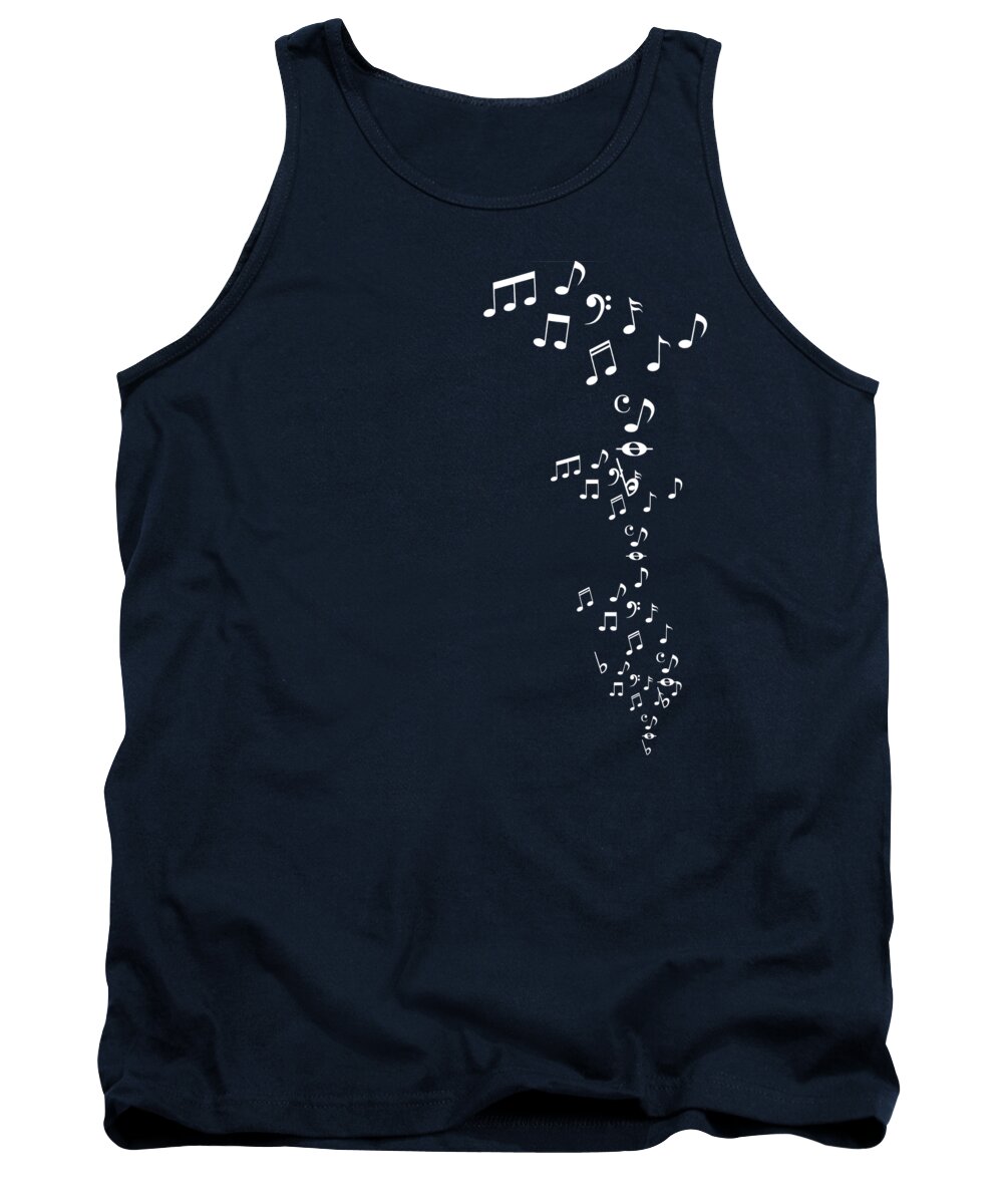 Flying Tank Top featuring the digital art Flying Notes White by Filip Schpindel