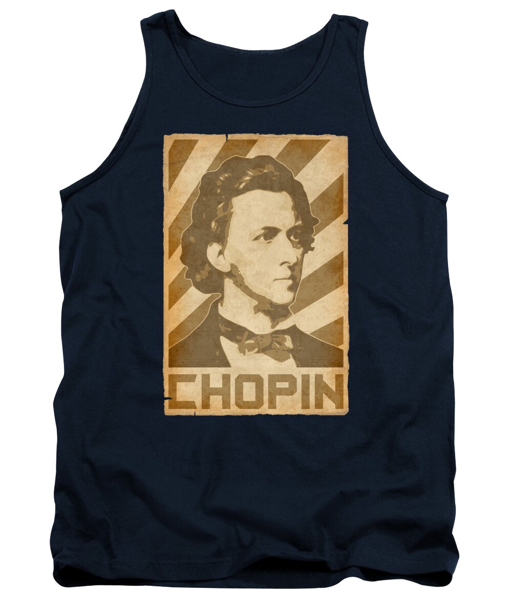 Frederic Tank Top featuring the digital art Frederic Chopin Retro by Megan Miller