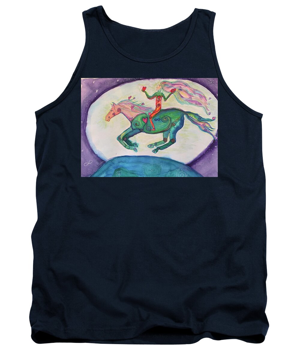 Horse Tank Top featuring the painting Galloping Hearts by Sandy Rakowitz