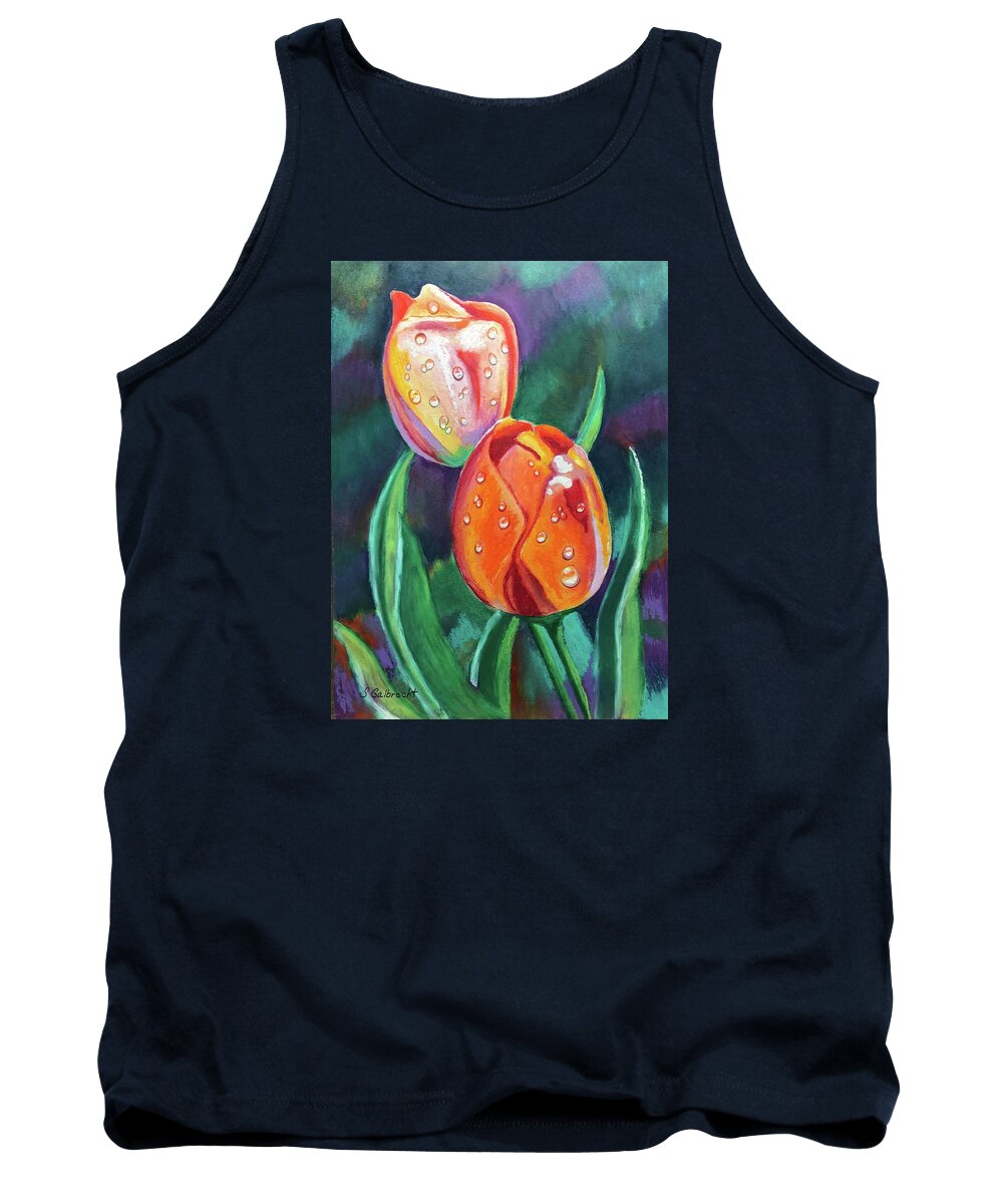 Tulips Tank Top featuring the painting Glenveagh Tulips by Shirley Galbrecht
