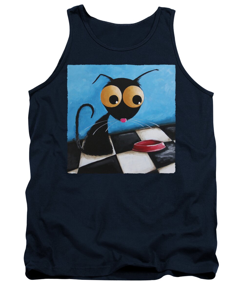 Cat Tank Top featuring the painting Is it lunch time yet by Lucia Stewart