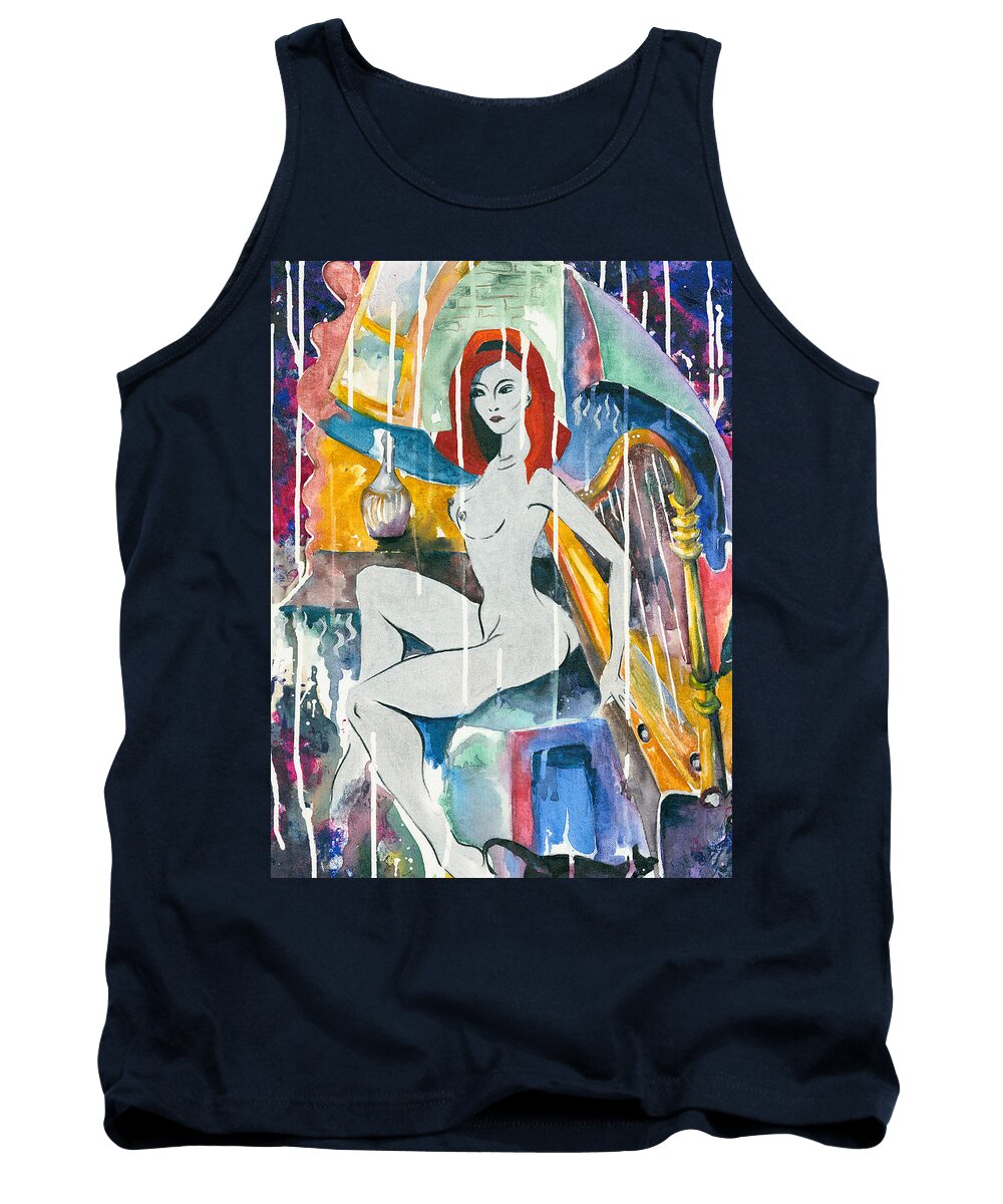 Acrylic Tank Top featuring the painting Just Listening... by Elisabeta Hermann