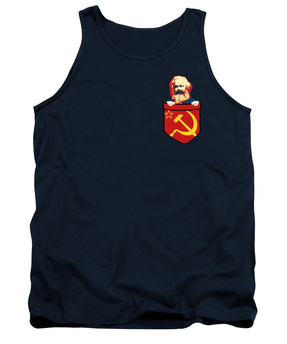 Cuba Tank Top featuring the digital art Karl Marx Communism Chest Pocket by Filip Schpindel