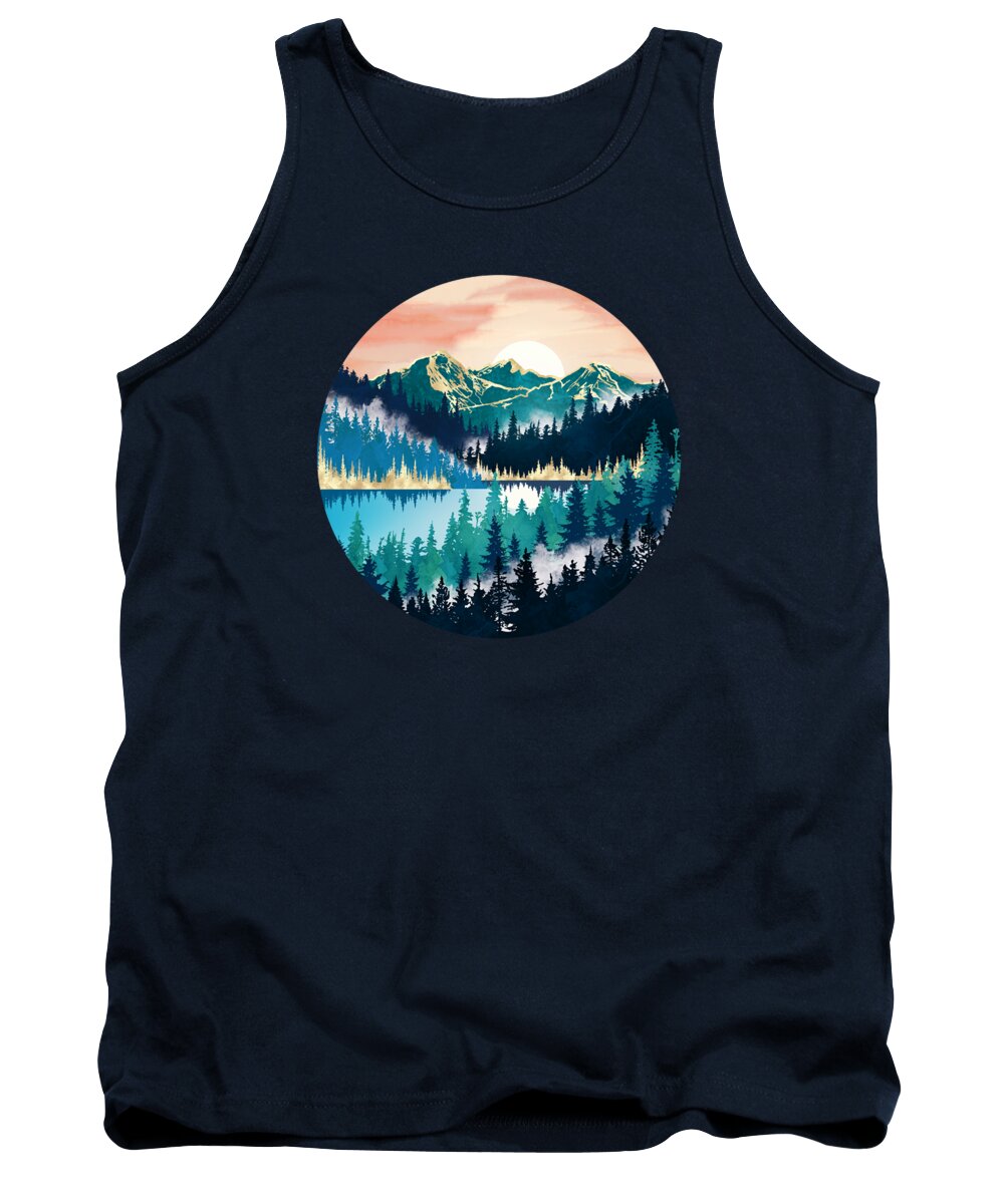 Lake Tank Top featuring the digital art Lake Mist by Spacefrog Designs