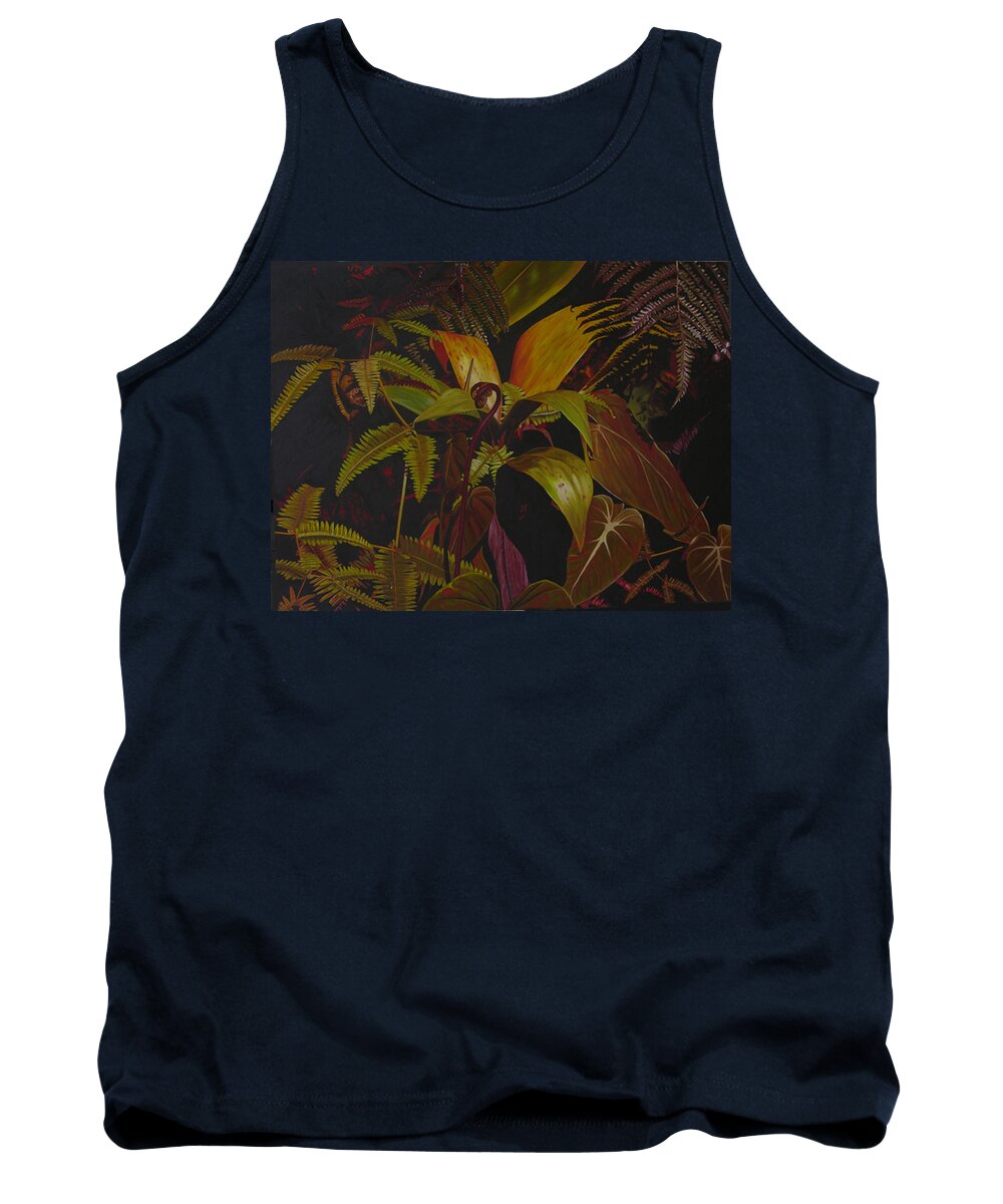 Plant Tank Top featuring the painting Midnight in the garden by Thu Nguyen