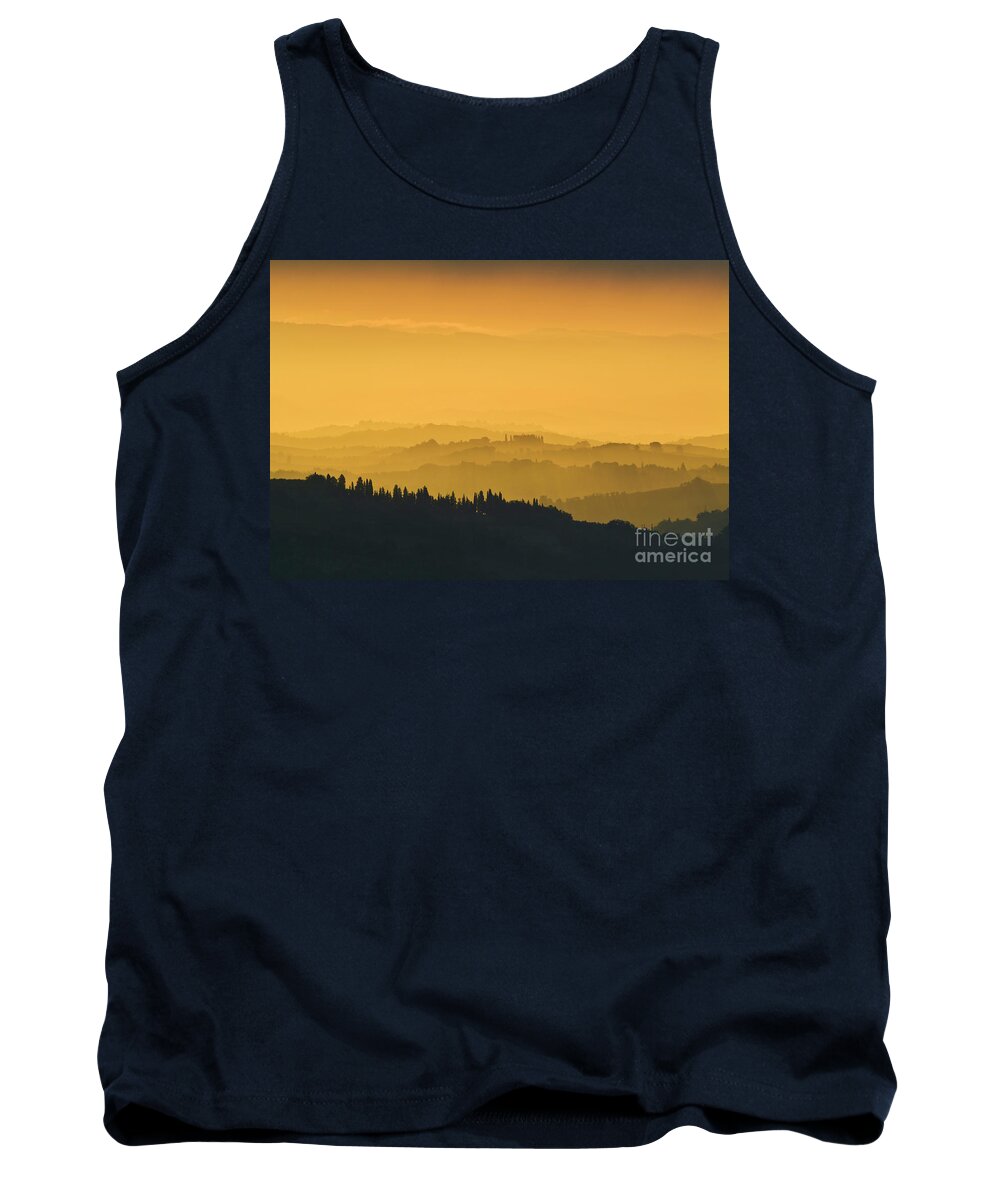Tuscany Landscape Tank Top featuring the photograph Misty morning sunrise, Tuscany, Italy by Neale And Judith Clark