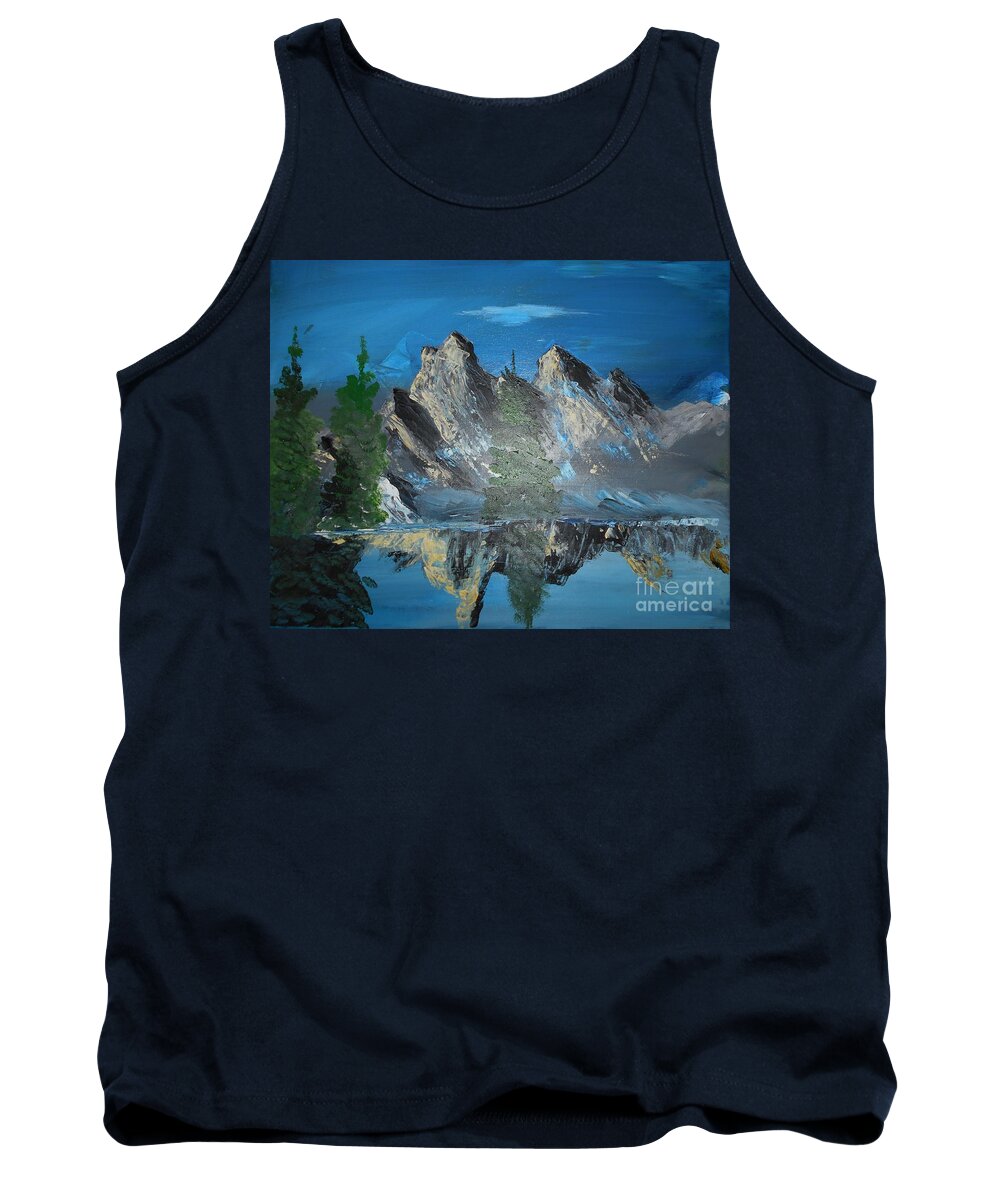 Mountains Tank Top featuring the painting Mountain Reflection Painting # 364 by Donald Northup