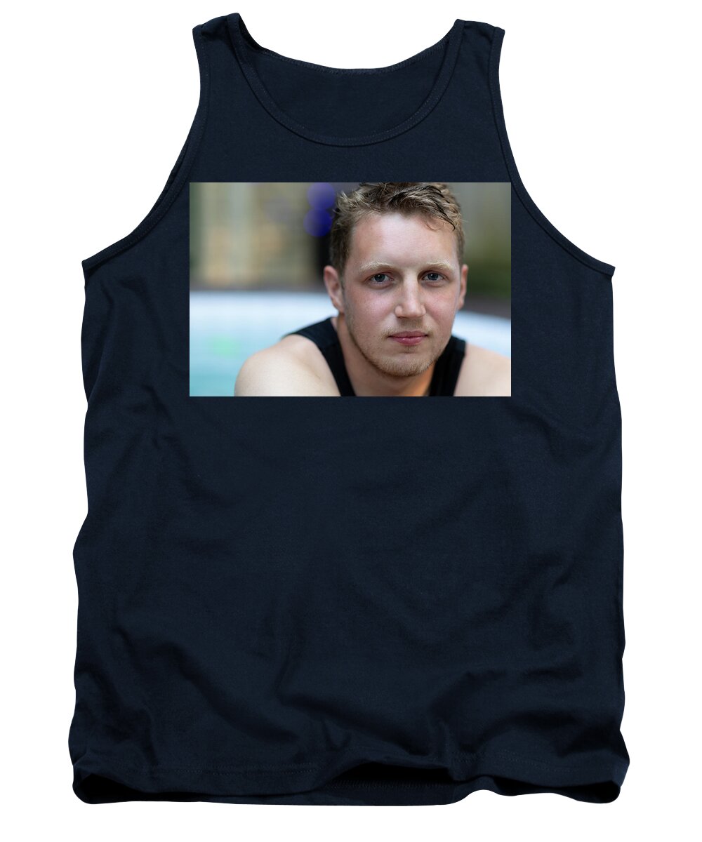 Nik Tank Top featuring the photograph Nik in the hot tub by Jim Whitley
