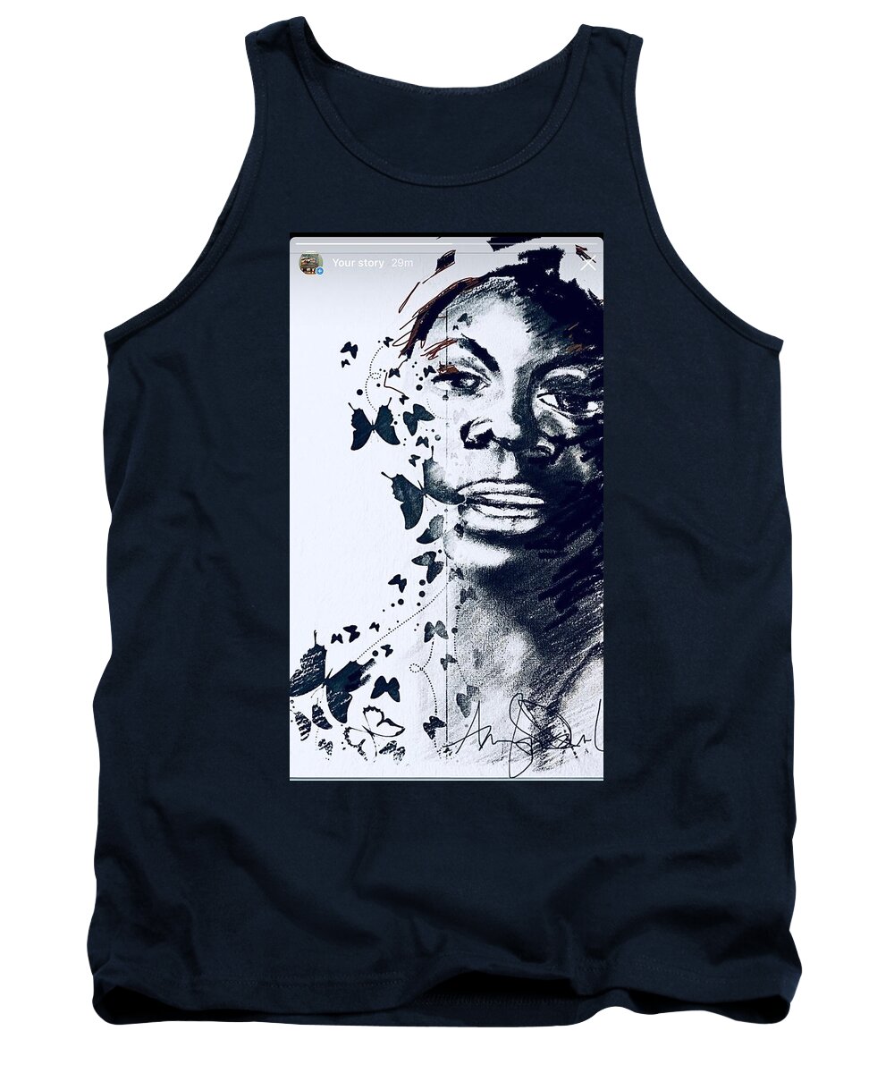  Tank Top featuring the mixed media Nina by Angie ONeal