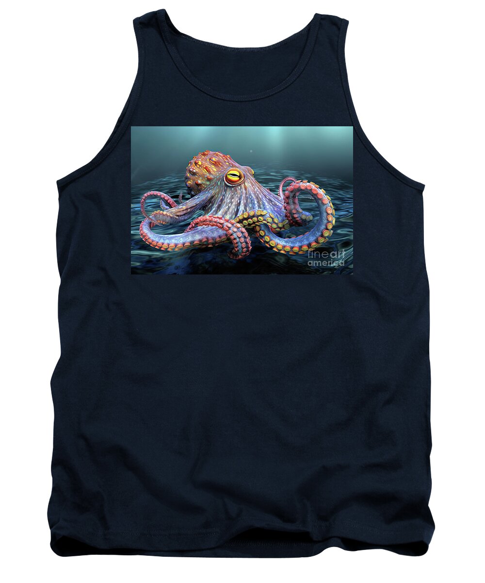 Octopus Tank Top featuring the digital art Octopus B by Vivian Krug Cotton