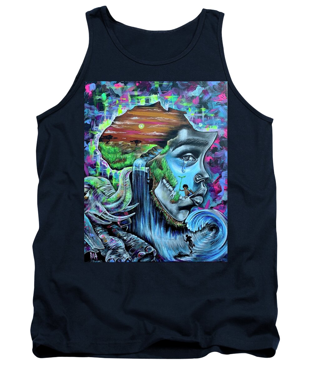 Bhm Tank Top featuring the painting Our History- BHM by Artist RiA
