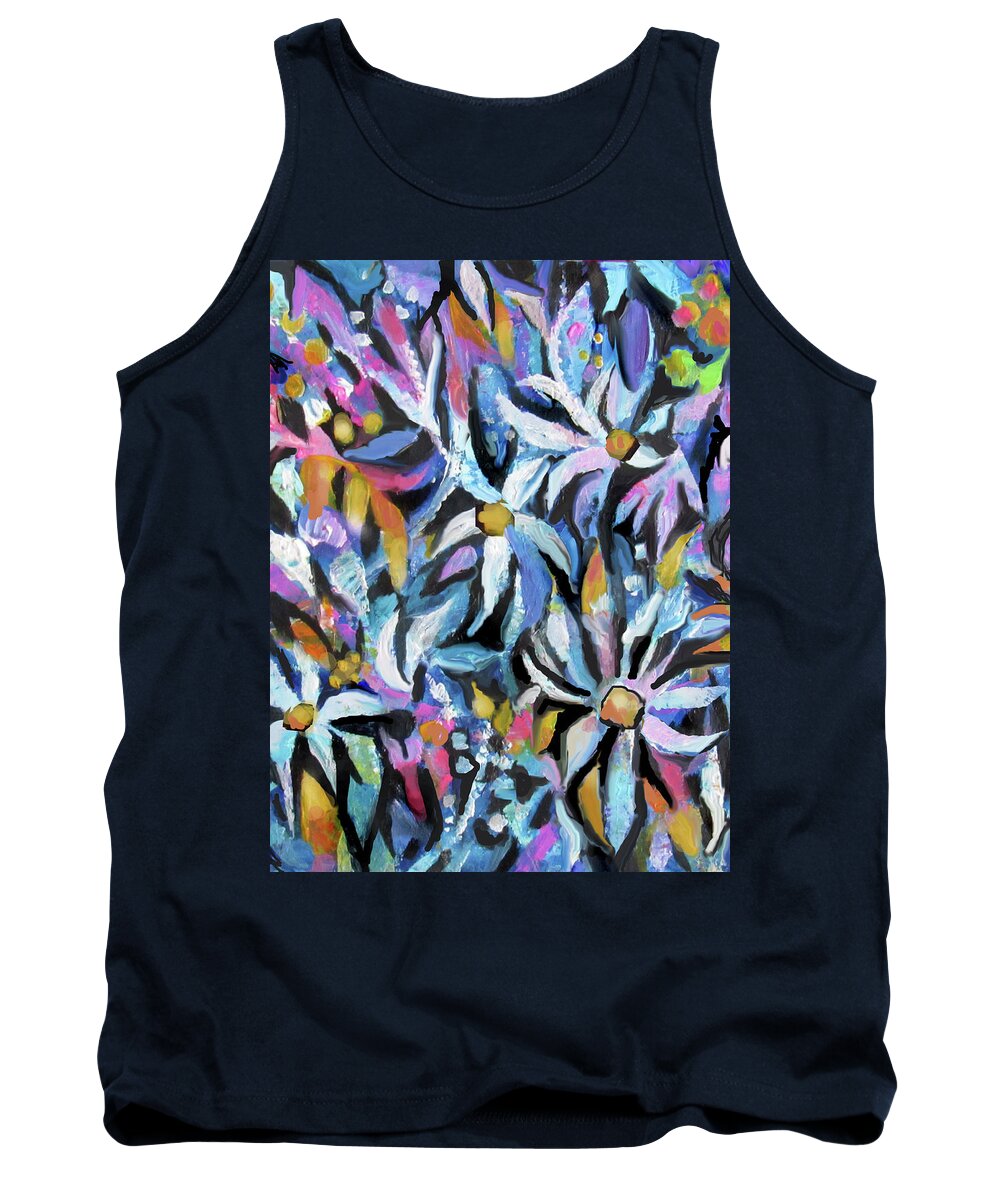 Flower Pattern Tank Top featuring the painting Pattern - 332 by Jean Batzell Fitzgerald