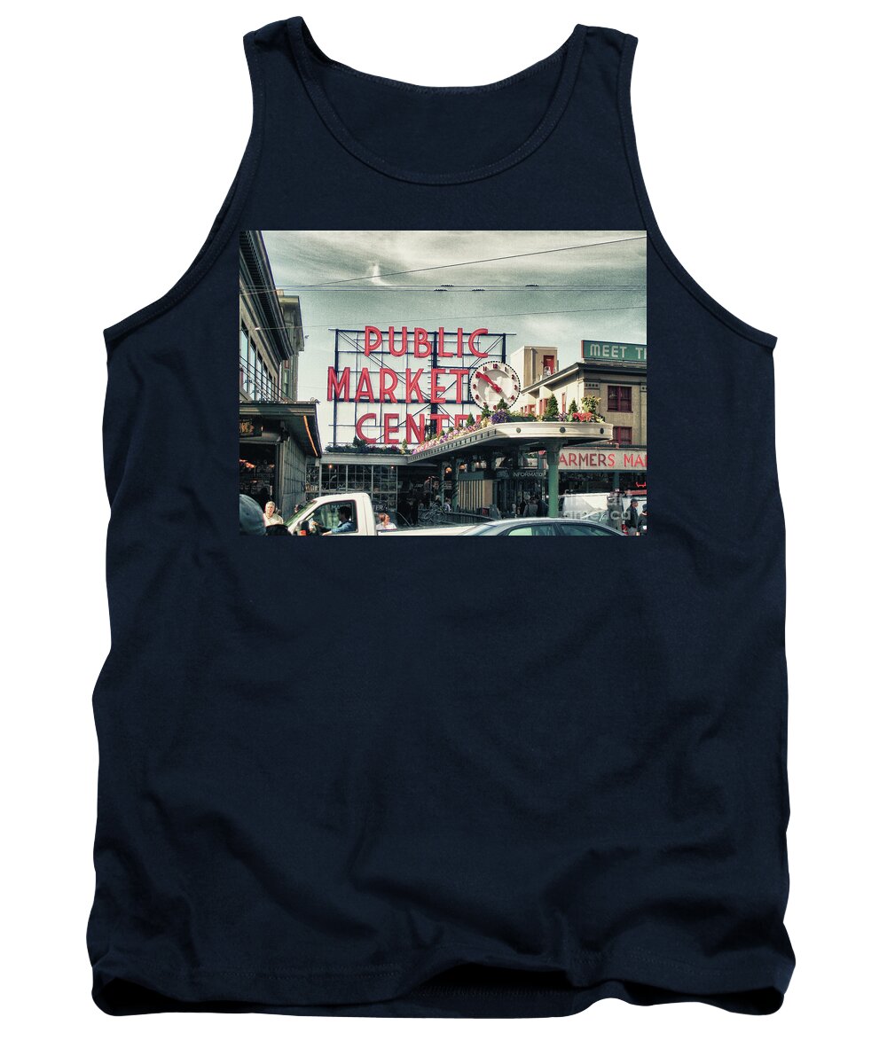 Seattle Tank Top featuring the photograph Pike St Market by Steve Mitchell
