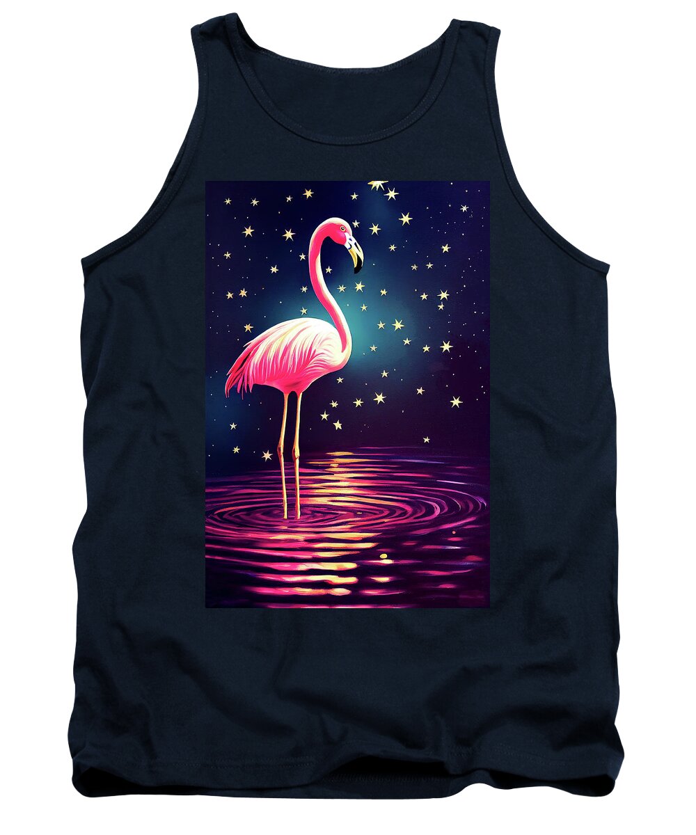 Pink Flamingo Tank Top featuring the digital art Pink Flamingo by Starlight by Mark Tisdale