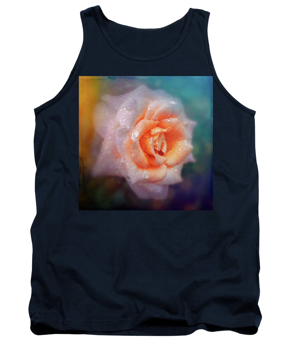 Blooms Tank Top featuring the photograph Pink Rose with textured background by Sue Leonard