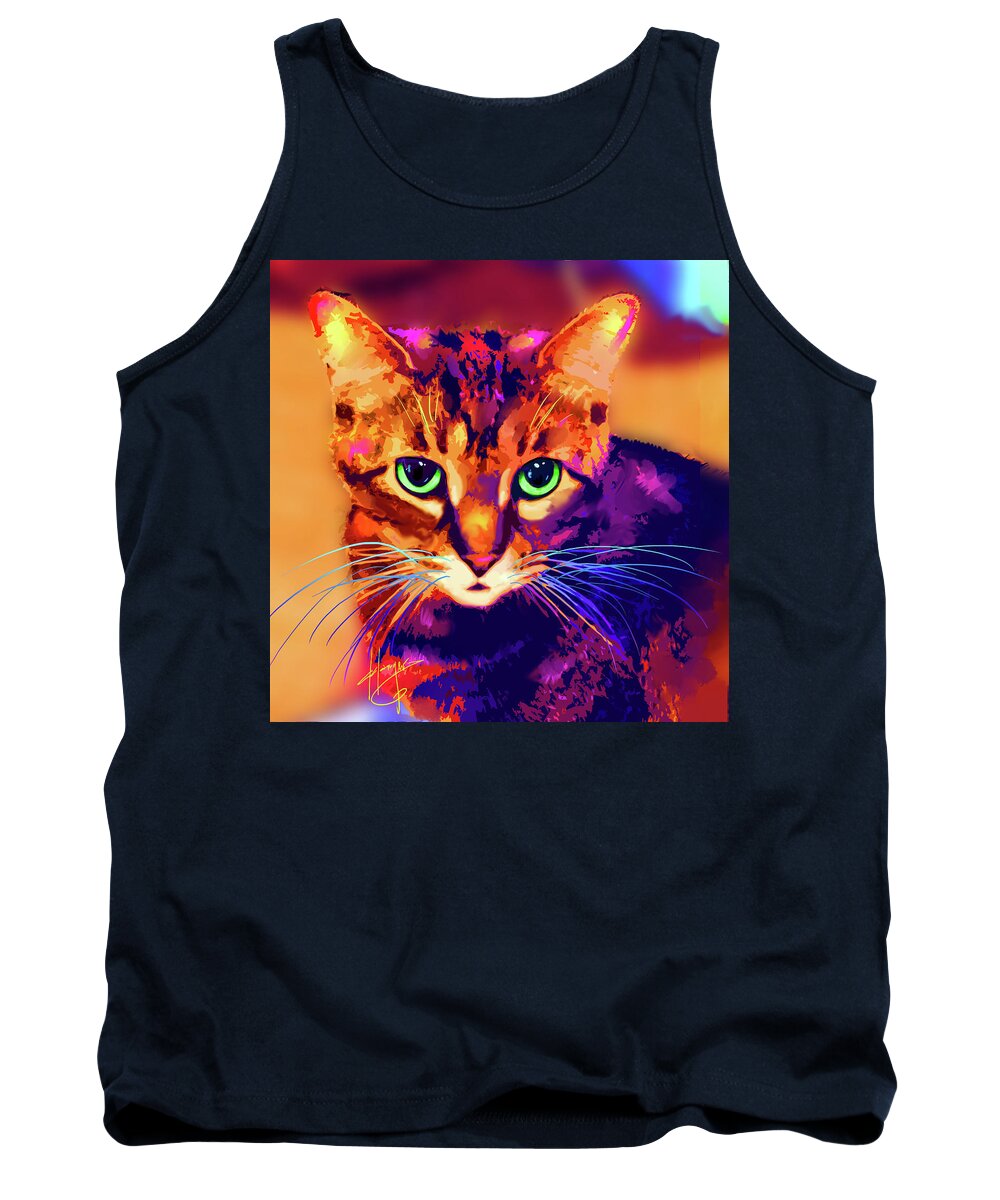 Popcatart Tank Top featuring the painting pOpCat Sissy by DC Langer