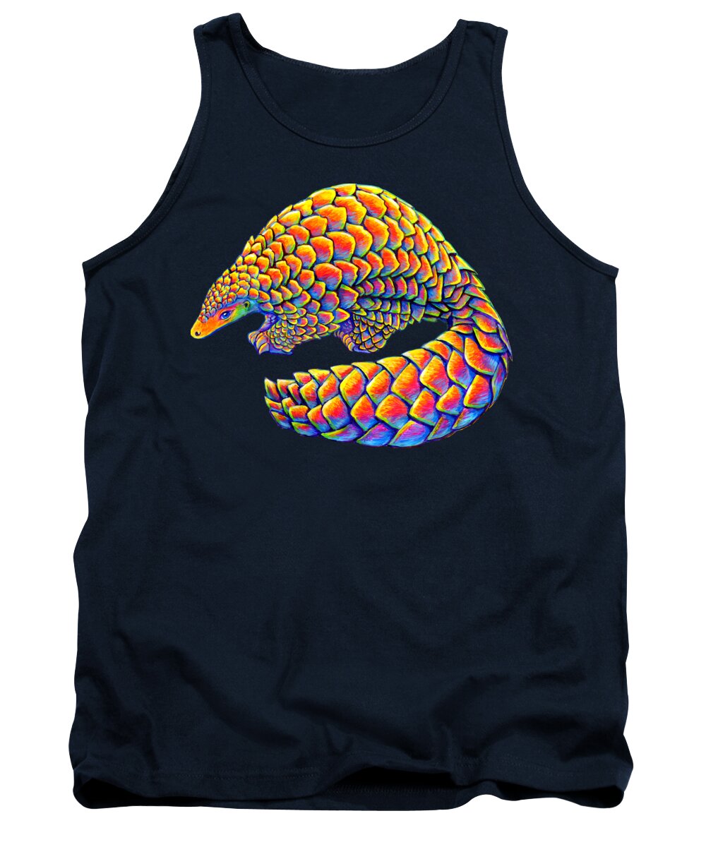 Pangolin Tank Top featuring the painting Psychedelic Pangolin by Rebecca Wang