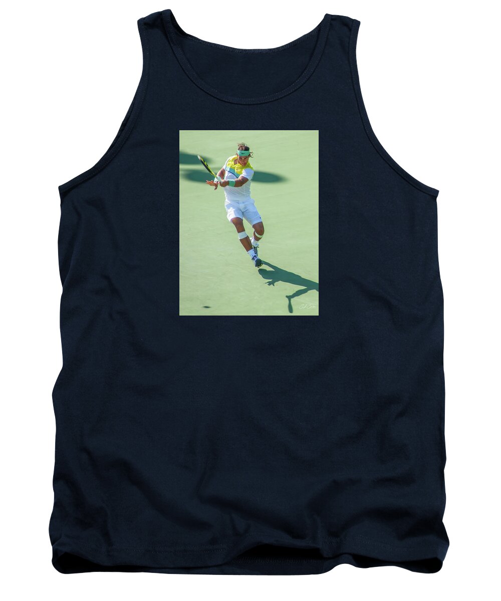 Rafael Nadal Tank Top featuring the photograph Rafael Nadal Shadow Play by Steven Sparks