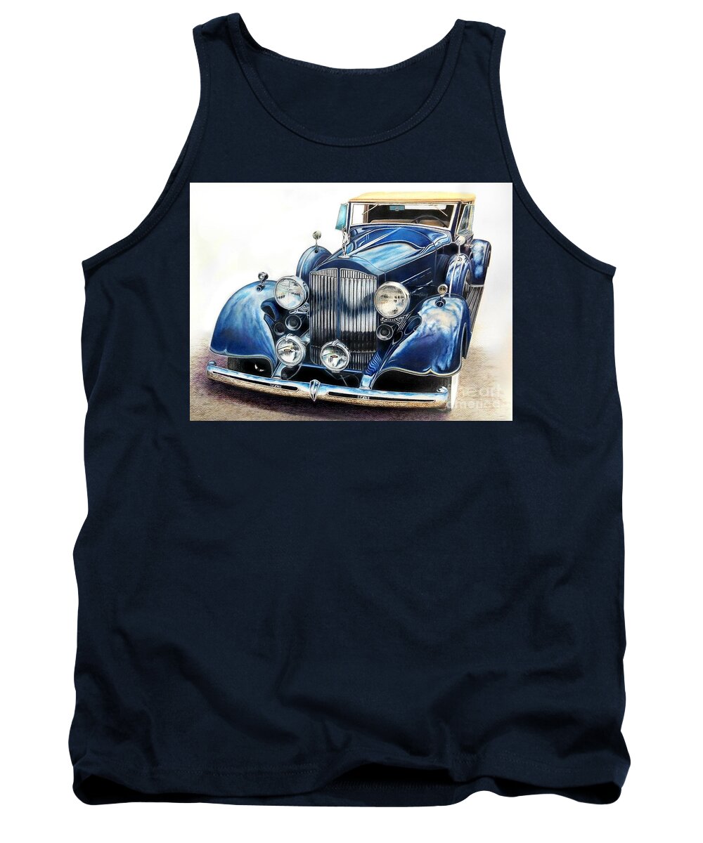 Car Tank Top featuring the drawing Reflection on Blue by David Neace