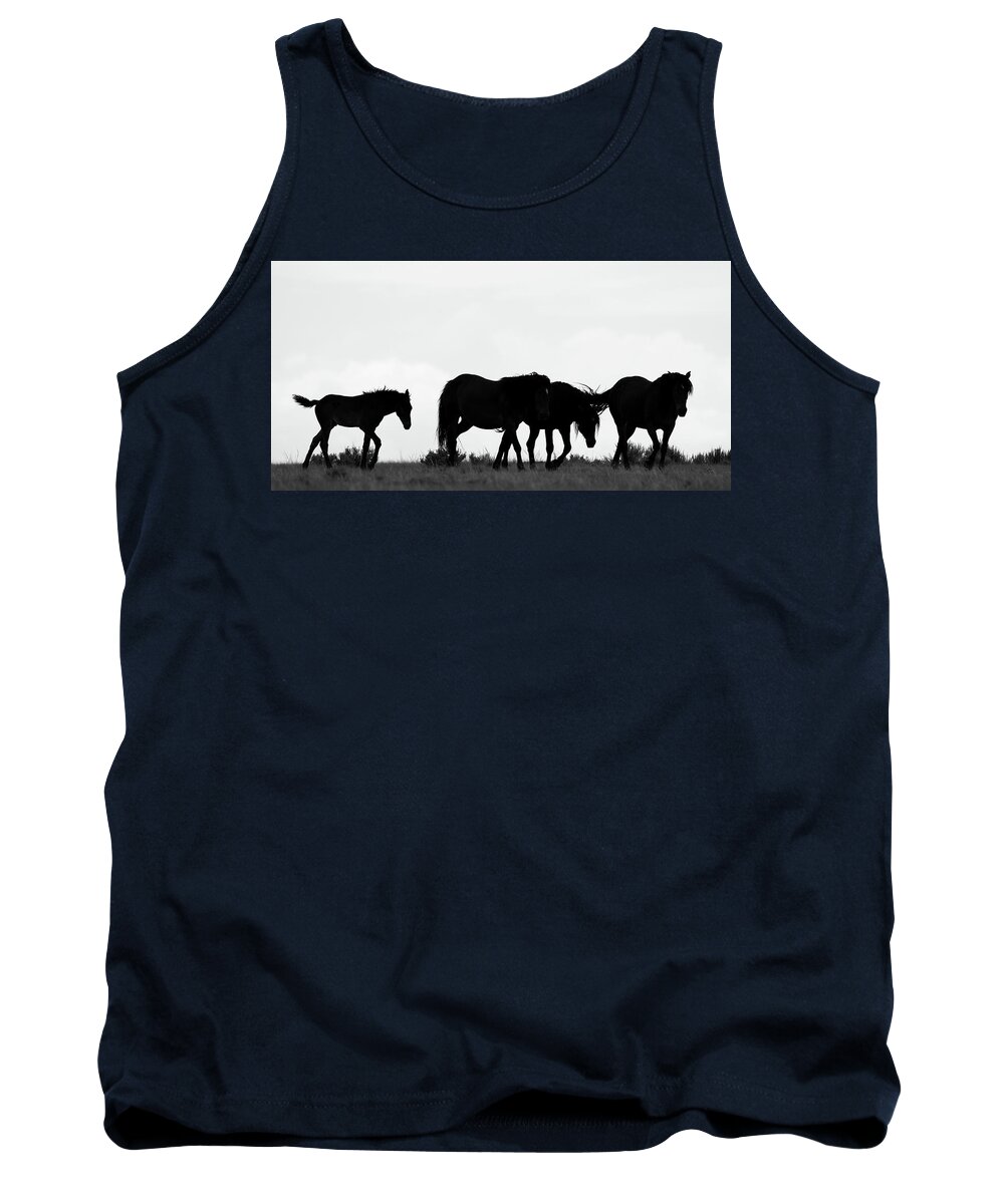 Horses Tank Top featuring the photograph Silhouette Family by Mary Hone