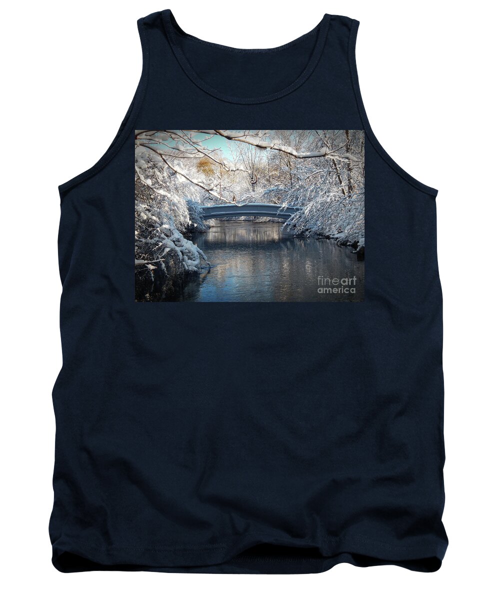 Snow Tank Top featuring the photograph Snow Covered Bridge by Phil Perkins