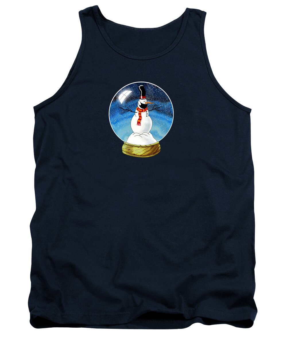 Christmas Tank Top featuring the mixed media Social Distancing Snowman by Andrew Hitchen