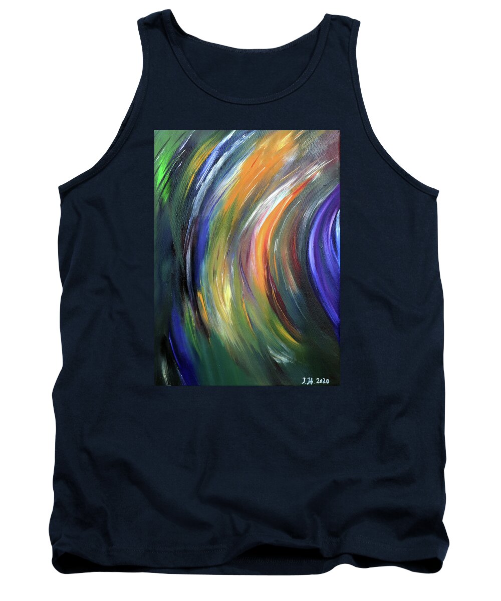 Spring Tank Top featuring the painting Spring Winds Meet The Winter Evening Signed Painting by Johanna Hurmerinta
