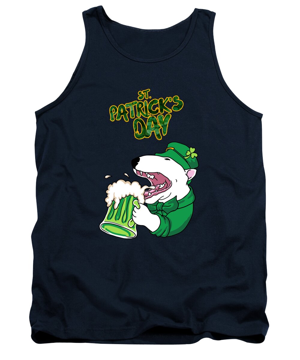 Fun Design For All Bull Terrier Lovers To Celebrate St. Patrick's Day. Cheers! Tank Top featuring the digital art St Patricks Bull Terrier by Jindra Noewi