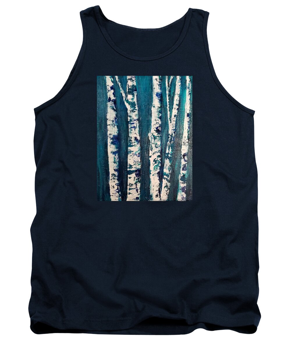 Birch Trees Tank Top featuring the mixed media Stand Together by Terry Ann Morris