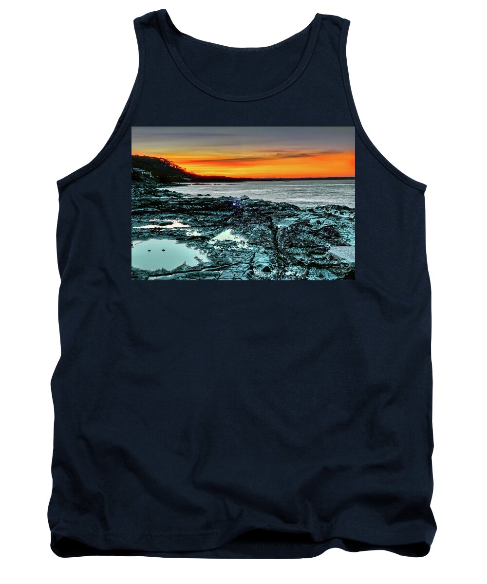 Australia Tank Top featuring the photograph Sunset and Rocks Cowie Beach by Frank Lee