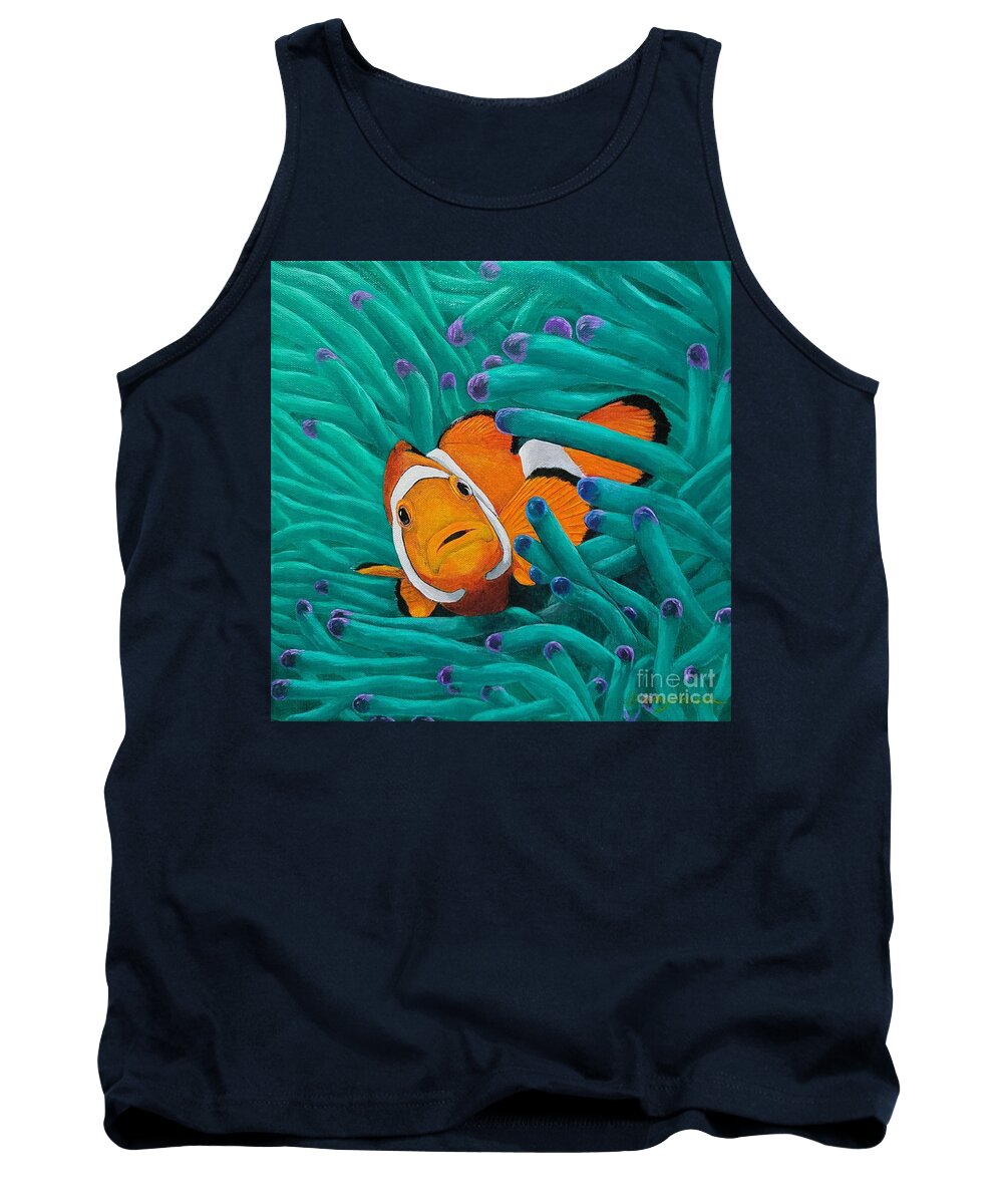 Clown Fish Tank Top featuring the painting Symbiotic by Jimmy Chuck Smith