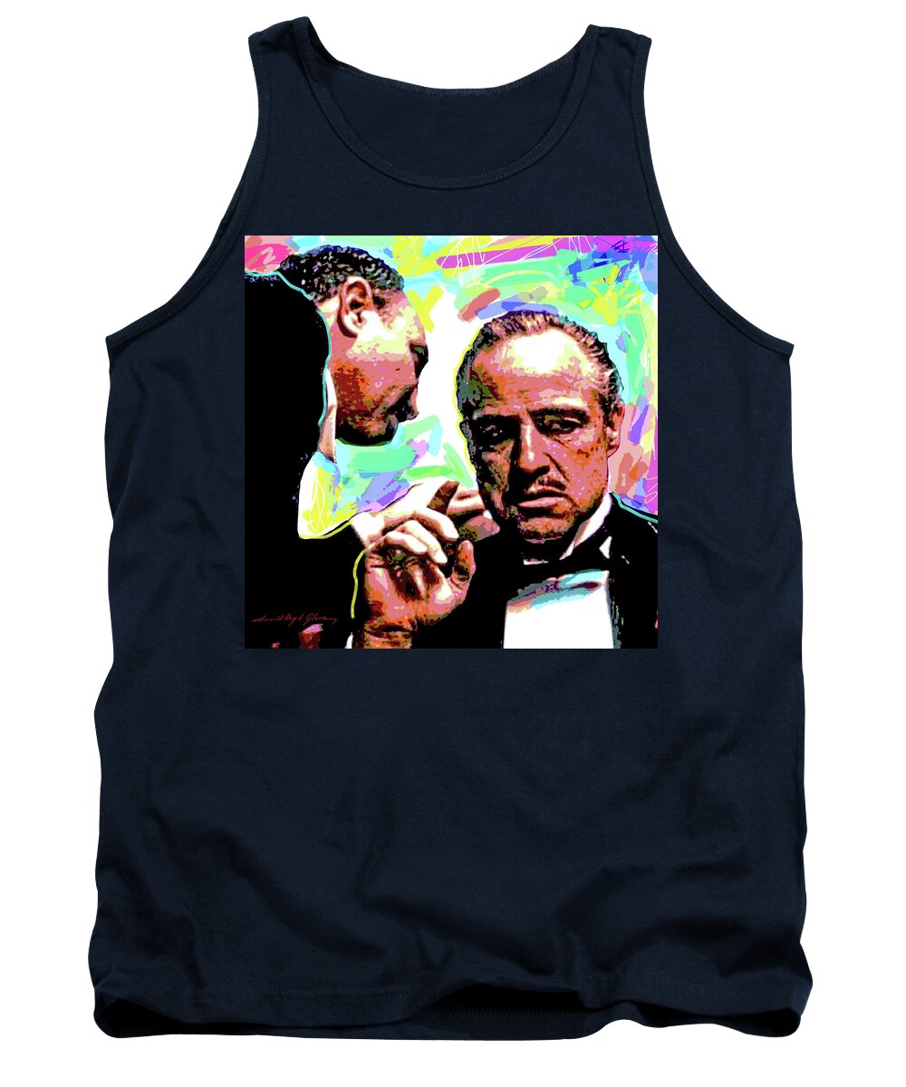 Movie Stars Tank Top featuring the painting The Godfather - Marlon Brando by David Lloyd Glover