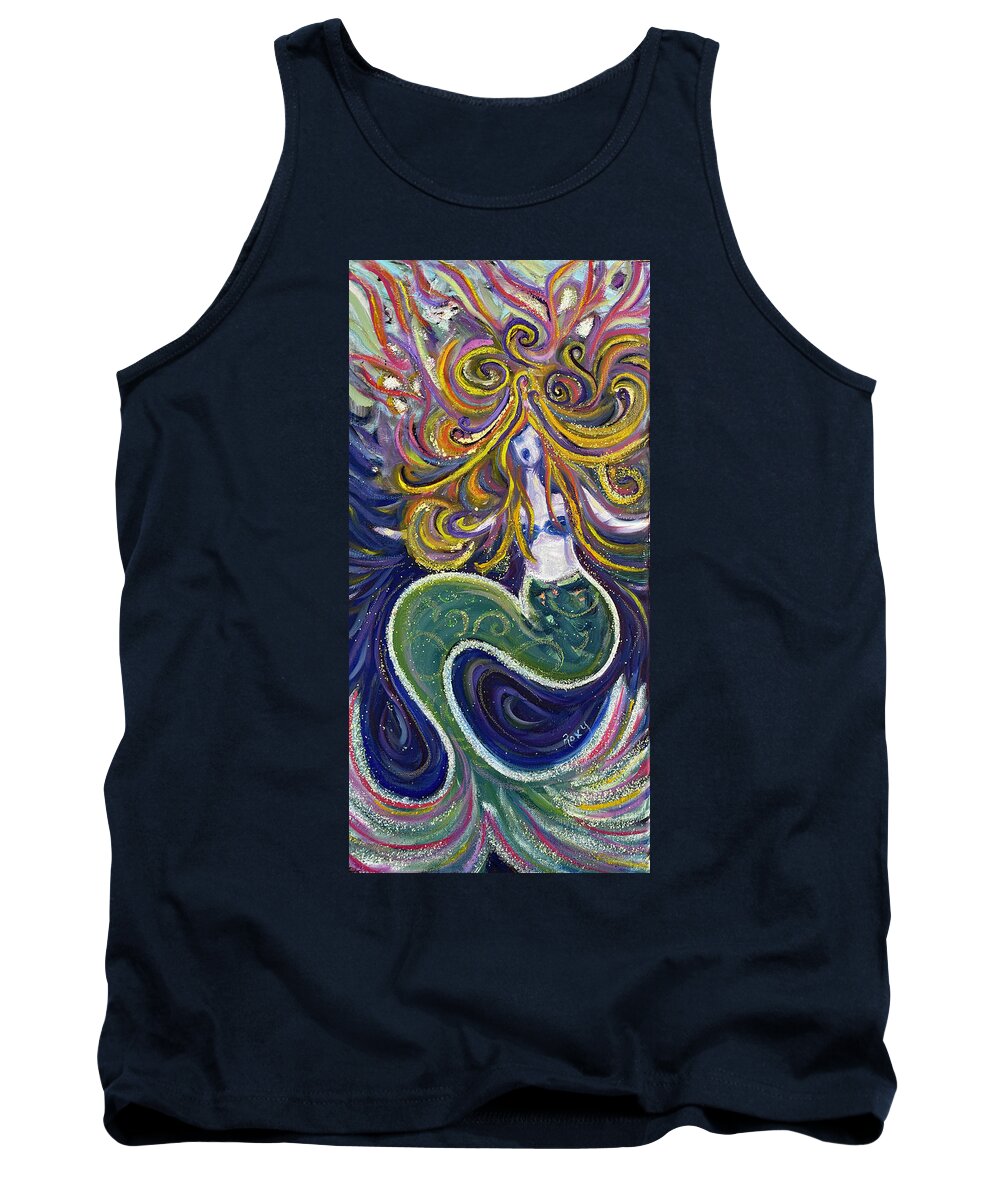Mermaid Tank Top featuring the painting The Screaming Siren by Roxy Rich