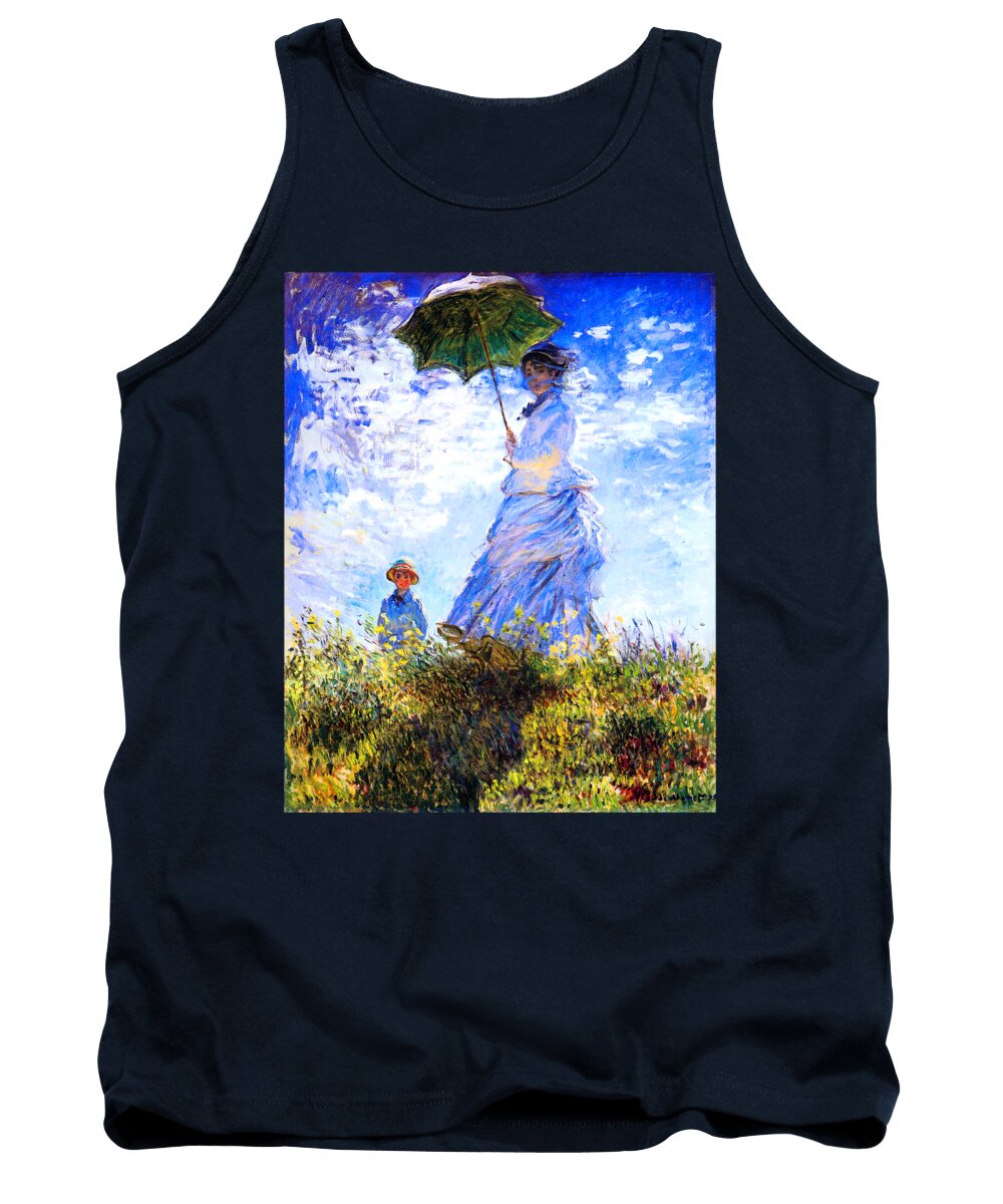 Claude Monet Tank Top featuring the painting The Walk Lady with a Parasol 1875 by Claude Monet