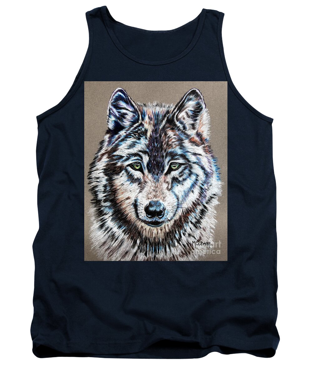 Wolf Tank Top featuring the painting Timber Wolf by Maria Barry