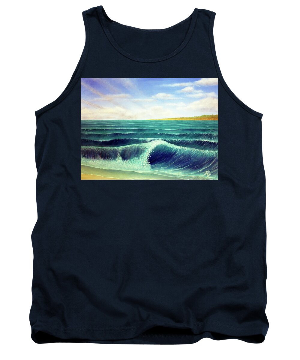 Waves Tank Top featuring the painting Waves by Renee Logan