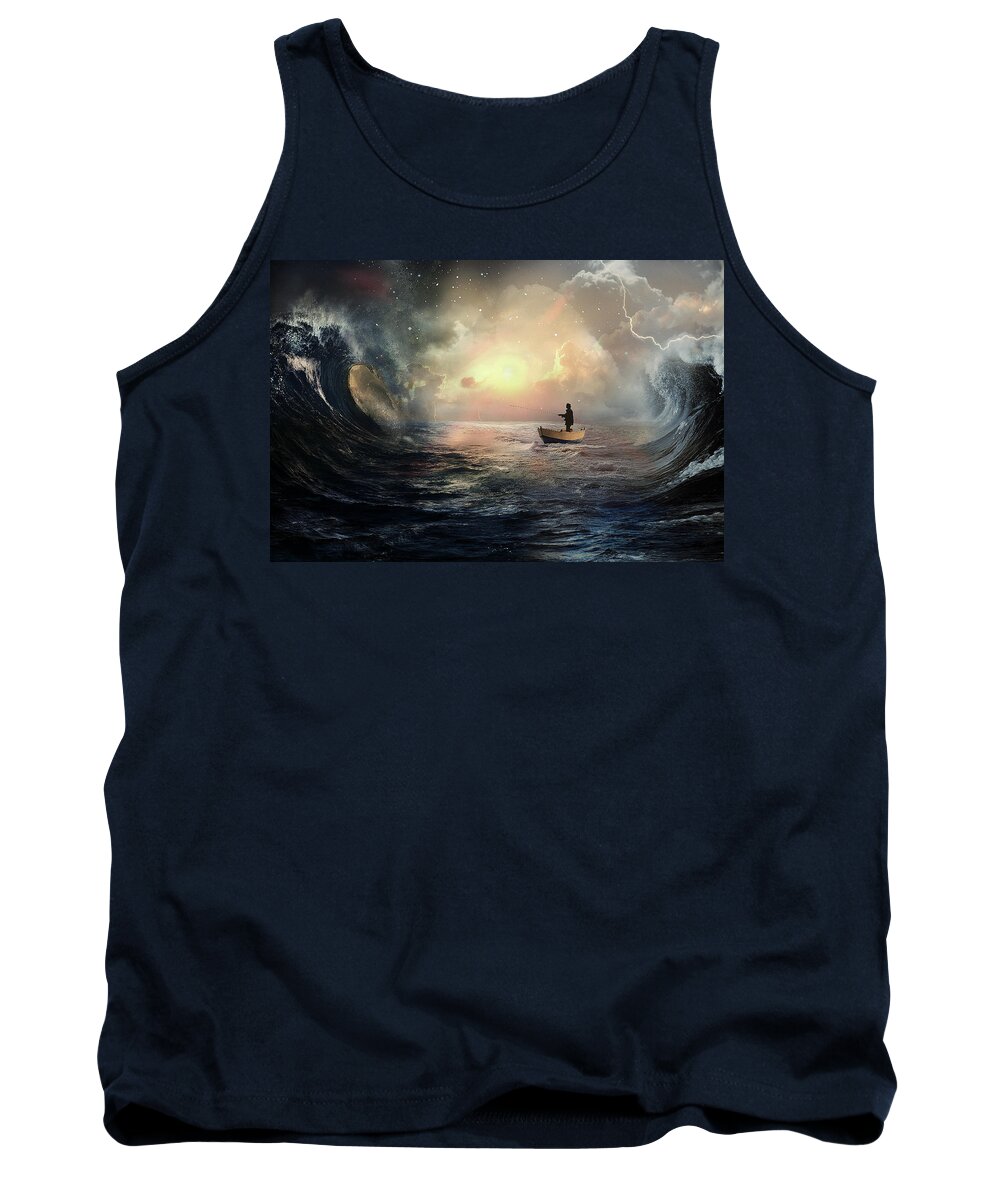 Boat Tank Top featuring the digital art Weathering the Storms by Jorge Figueiredo