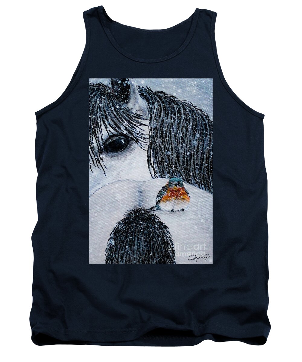 Horse Tank Top featuring the painting Winter Pals by Shirley Dutchkowski