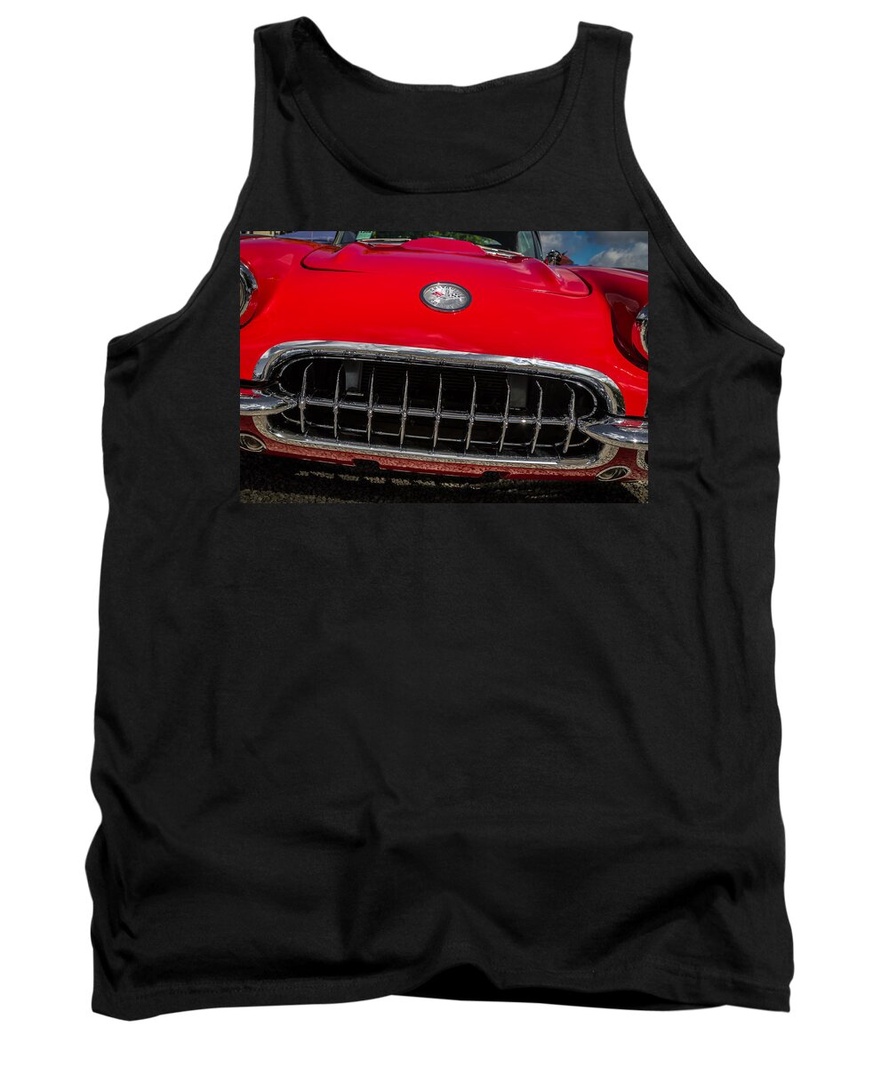 1958 Tank Top featuring the photograph 1958 Chevrolet Corvette Grille by Ron Pate
