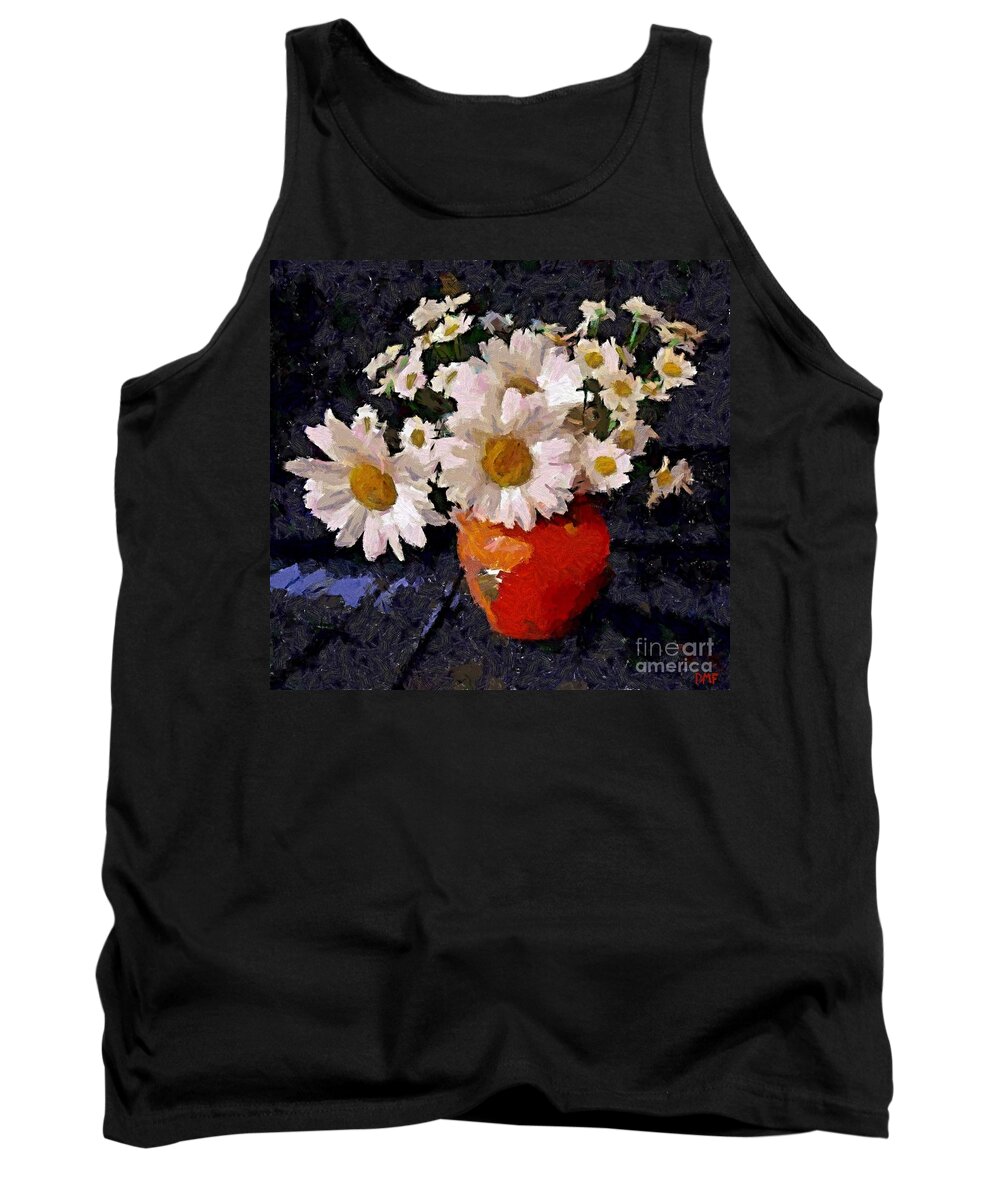 Still Life Tank Top featuring the painting Daisies #3 by Dragica Micki Fortuna