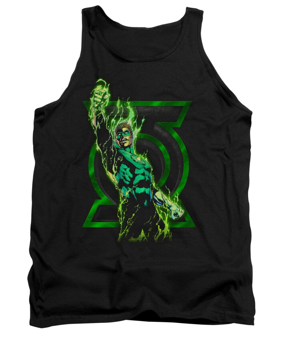 Green Lantern Tank Top featuring the digital art Green Lantern - Fully Charged by Brand A