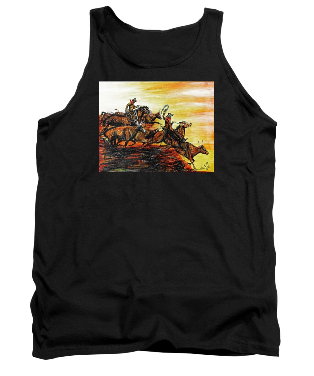 Texas Tank Top featuring the drawing Hol-ly Cow by Erich Grant