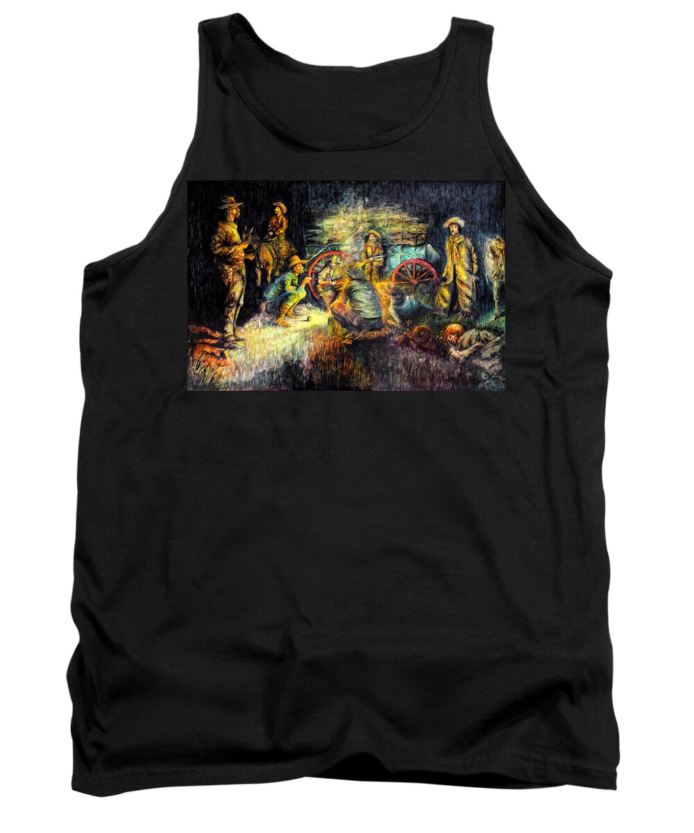 Texas Tank Top featuring the drawing Late Dinner by Erich Grant