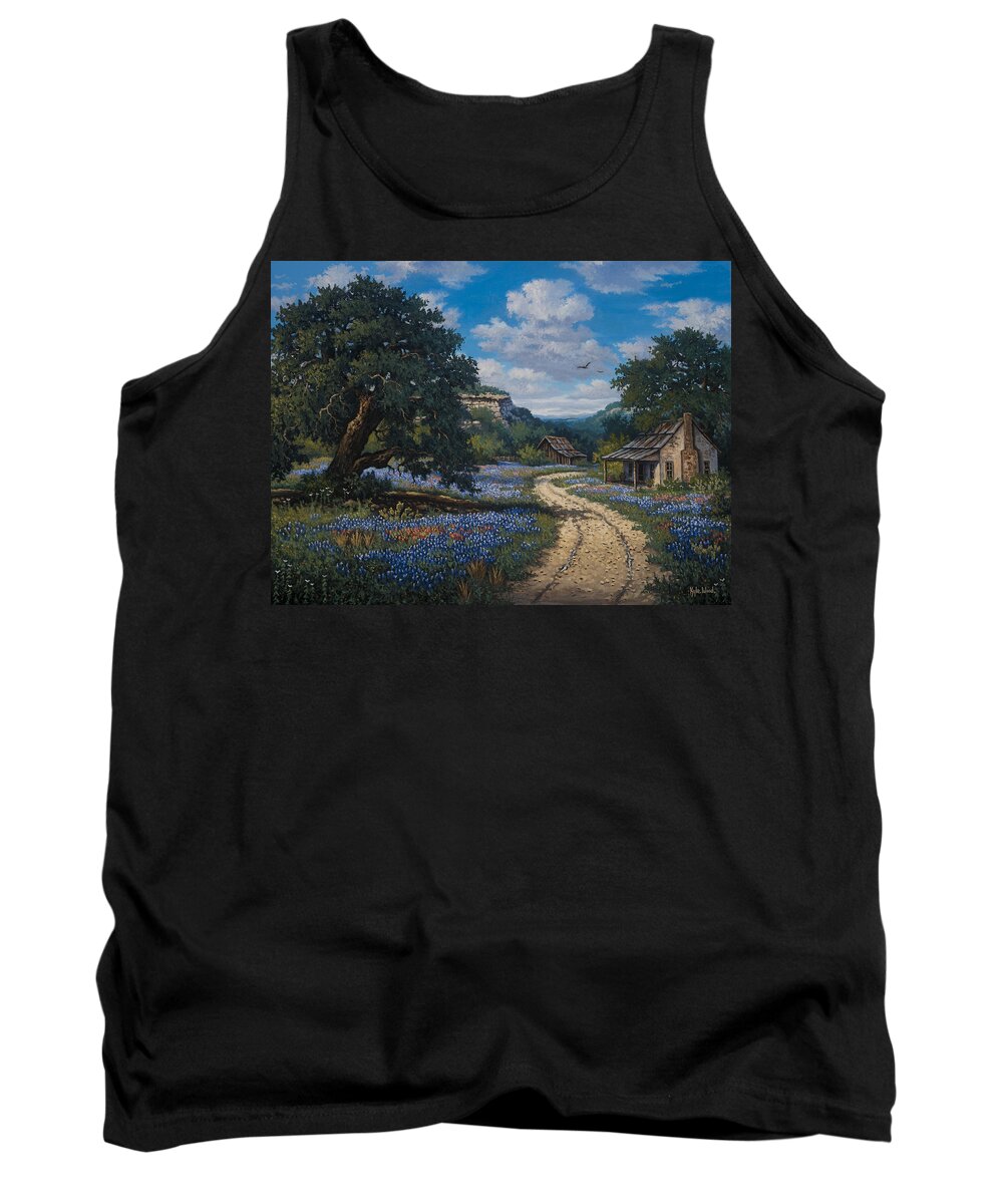 Texas Bluebonnets Indian Paintbrushes Tank Top featuring the painting Lone Star Vision by Kyle Wood