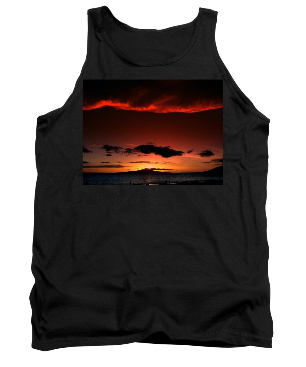 Hawaii Tank Top featuring the photograph Maui Sunset #1 by Ron Roberts